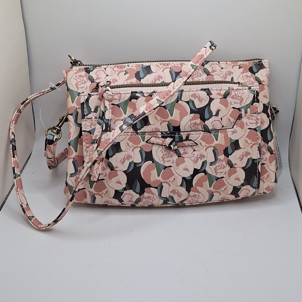 Pink floral shoulder crossbody bag